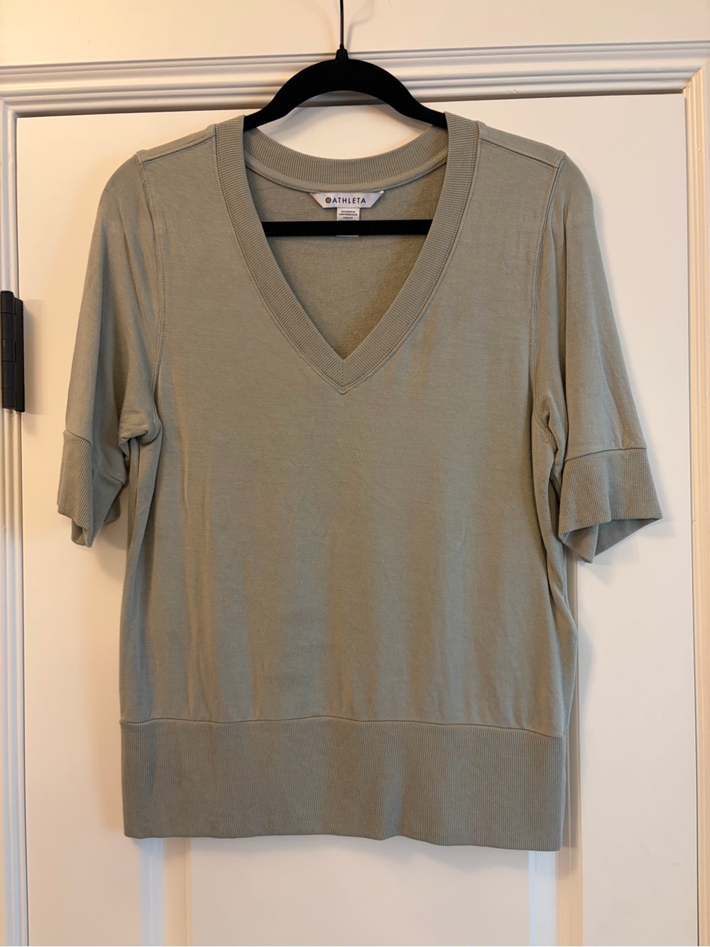 Athleta Short Sleeve V-Neck Top in Sage Green
